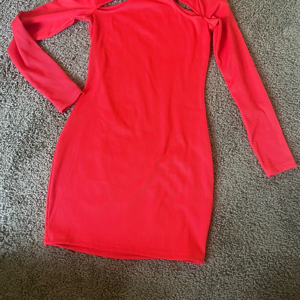 Red Long Sleeve Bodycon Dress